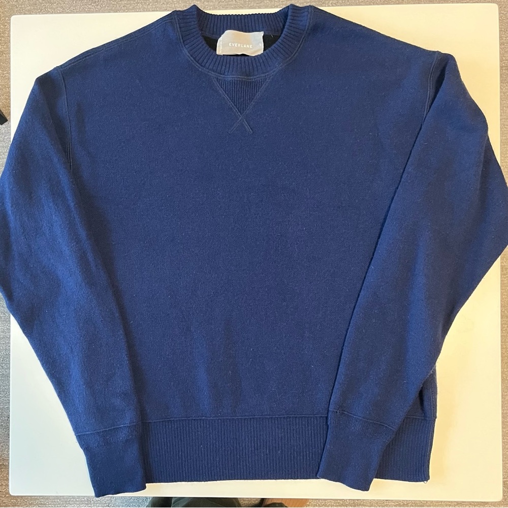 Everlane Wool-Cotton Crewneck Sweatshirt – Deep Navy | Small HOLIDAY SALE